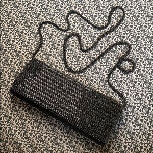 Vintage Bijoux terner black beaded bag